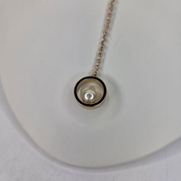 KARL LAGERFELD PARIS Gold-Tone Imitation Pearl Lariat Necklace, 16" - Picture 4 of 7